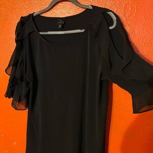Elegant Black Ruffle Sleeve Blouse